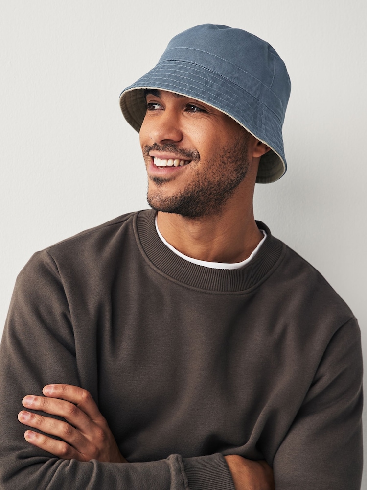 Sage Green/Navy Blue Reversible Bucket 100% Cotton Hat 2 Pack - Image 2 of 10 Sage Green/Navy Blue Reversible Bucket 100% Cotton Hat 2 Pack - Image 2 of 10