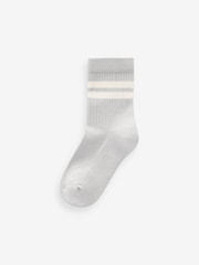 Mineral Blue/Grey Cushioned Footbed Cotton Rich Ribbed Tipped Socks 5 Pack - Image 3 of 6