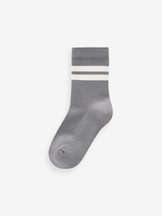 Mineral Blue/Grey Cushioned Footbed Cotton Rich Ribbed Tipped Socks 5 Pack - Image 6 of 6