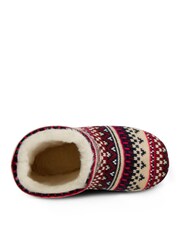 Totes Fairisle Ladies Fair Isle Knit Boot Slippers - Image 4 of 5