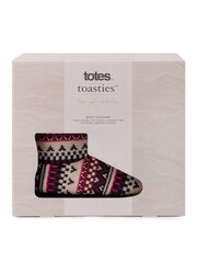 Totes Fairisle Ladies Fair Isle Knit Boot Slippers - Image 5 of 5