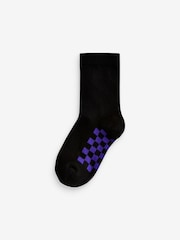 Black Checkerboard Cotton Rich Socks 7 Pack - Image 4 of 8