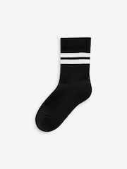 White/Black Checkerboard Cushioned Footbed Cotton Rich Ribbed Tipped Socks 5 Pack - Image 3 of 4