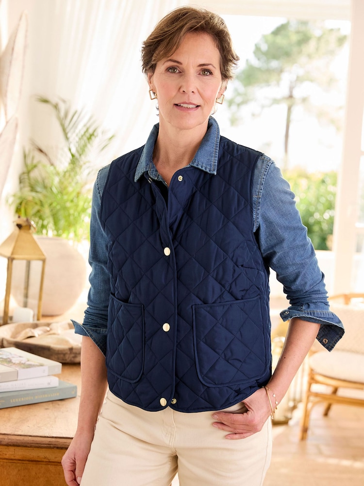 Blau - Cotton Traders Gesteppte Weste - Bild 1 von 4 Blau - Cotton Traders Gesteppte Weste - Bild 1 von 4