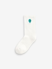Smile Face Embroderies Cushioned Footbed Cotton Rich Ribbed Socks 5 Pack - Image 2 of 6