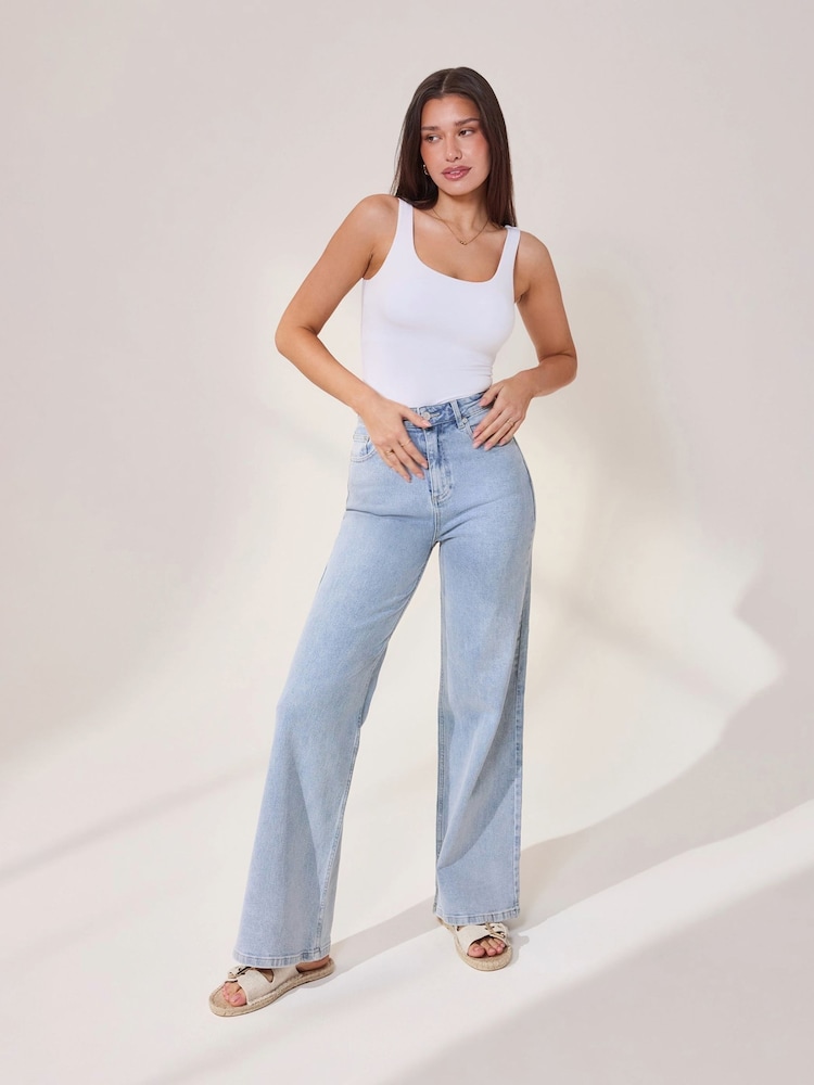LOVALL Blue High Waisted Wide Leg Jeans - Image 1 of 5 LOVALL Blue High Waisted Wide Leg Jeans - Image 1 of 5