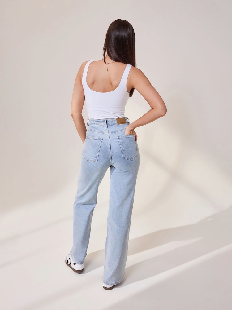 LOVALL Blue High Waisted Wide Leg Jeans - Image 2 of 5 LOVALL Blue High Waisted Wide Leg Jeans - Image 2 of 5