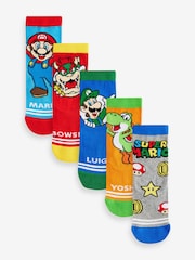 Super Mario License Character 5 Pack Cotton Rich Socks - Image 1 of 8