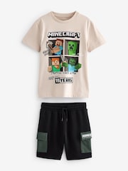 Minecraft Stone Natural Short Sleeve License T-Shirt And Shorts Set (3-16yrs) - Image 1 of 4