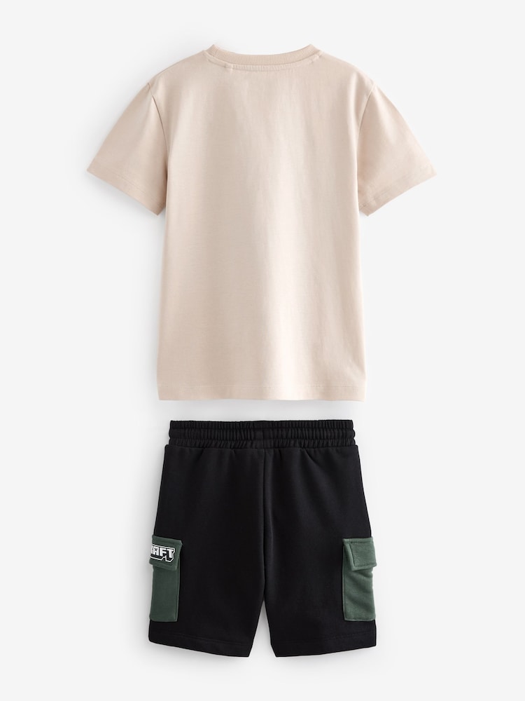 Minecraft Stone Natural Short Sleeve License T-Shirt And Shorts Set (3-16yrs) - Image 2 of 4