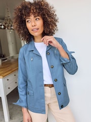 Bleu - Veste cargo en coton coton avec poches - Image 1 de 4