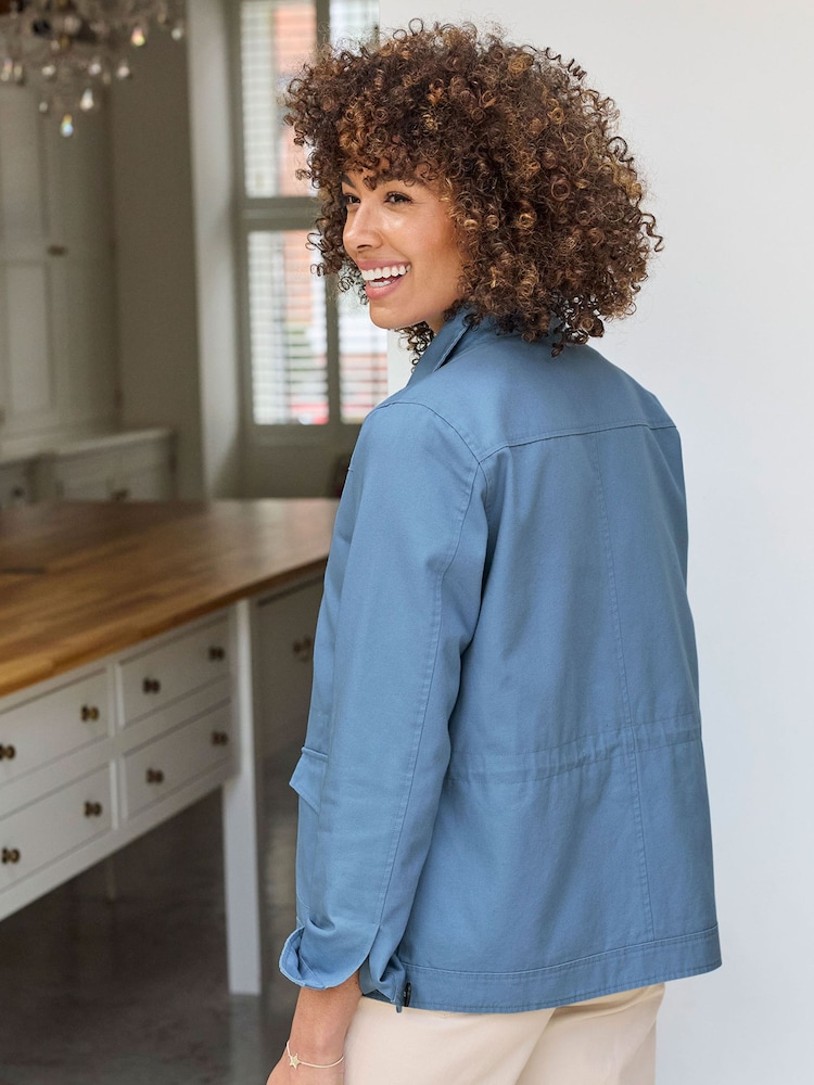 Bleu - Veste cargo en coton coton avec poches - Image 2 de 4