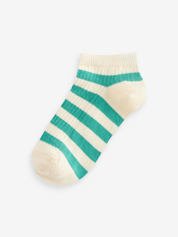 Blue Stripe 7 Pack Cotton Rich Trainer Socks - Image 2 of 8 Blue Stripe 7 Pack Cotton Rich Trainer Socks - Image 2 of 8