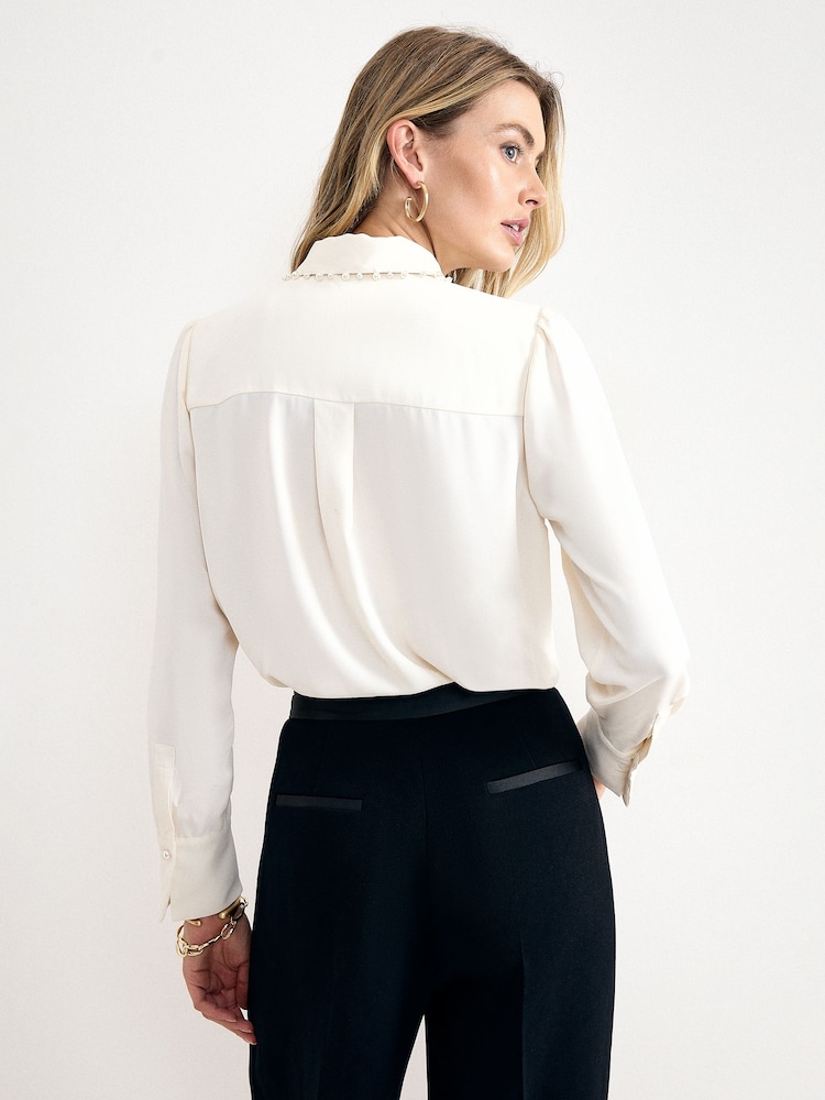 Phase Eight Cream Maisie Pearl Shirt - Image 2 of 7