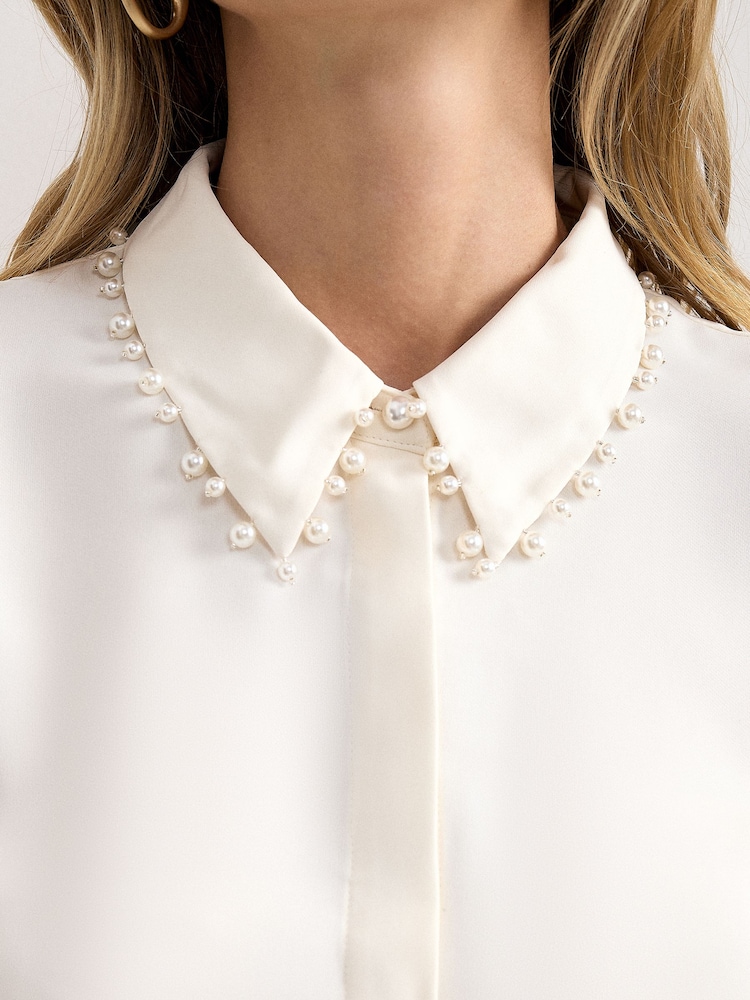 Phase Eight Cream Maisie Pearl Shirt - Image 7 of 7