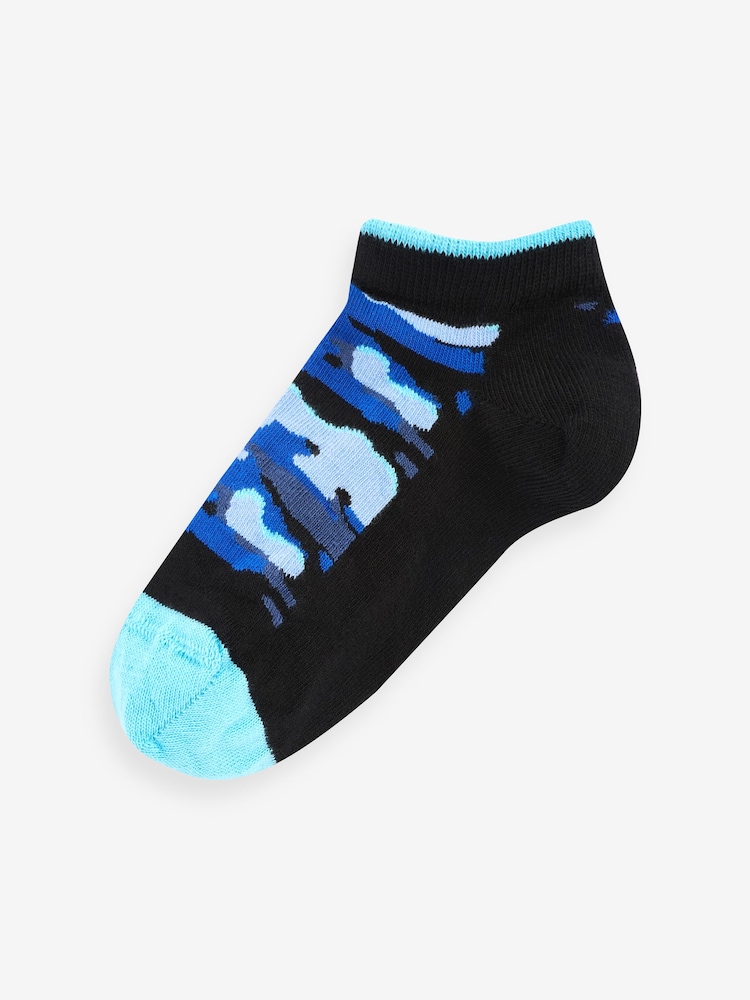 Black Bright Camo 7 Pack Cotton Rich Trainer Socks - Image 3 of 8