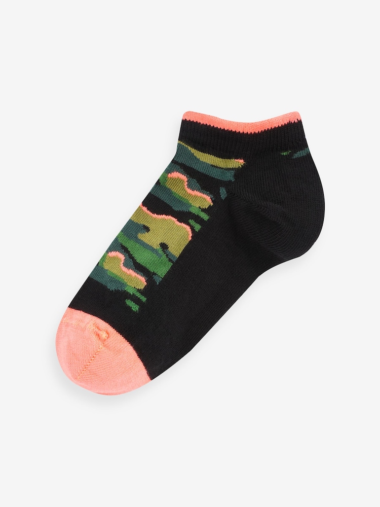 Black Bright Camo 7 Pack Cotton Rich Trainer Socks - Image 4 of 8