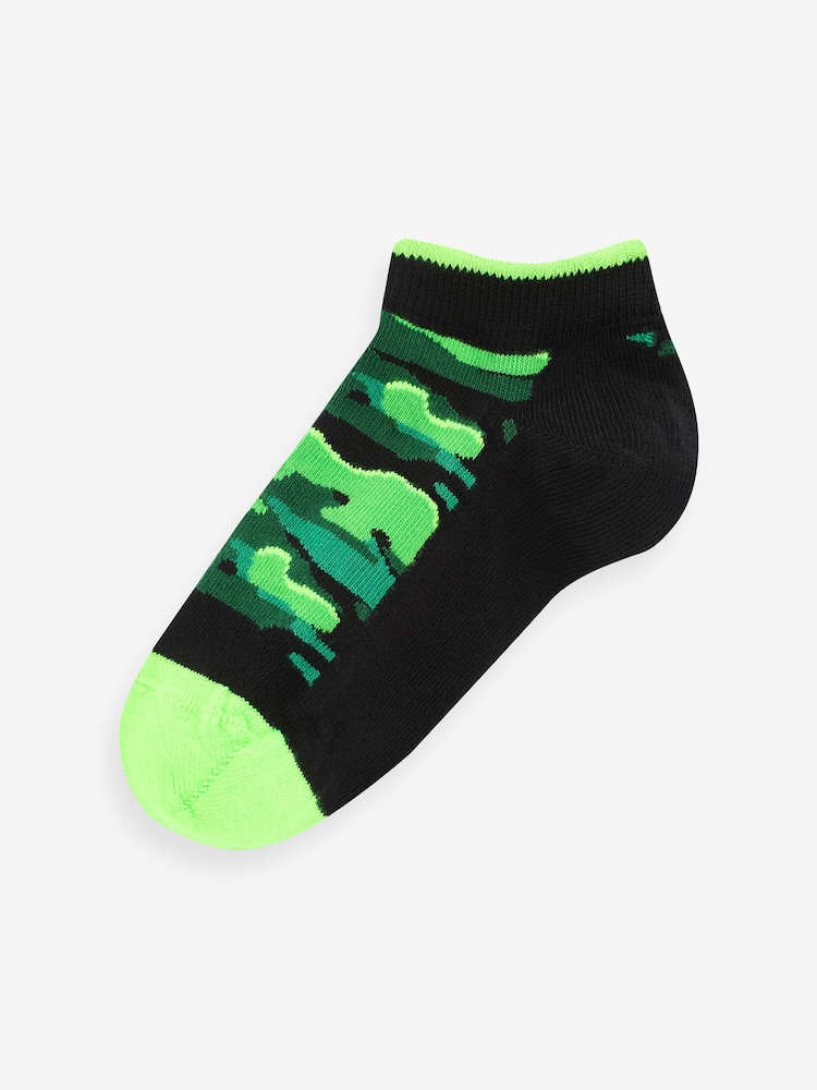 Black Bright Camo 7 Pack Cotton Rich Trainer Socks - Image 5 of 8