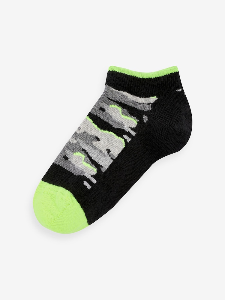Black Bright Camo 7 Pack Cotton Rich Trainer Socks - Image 6 of 8