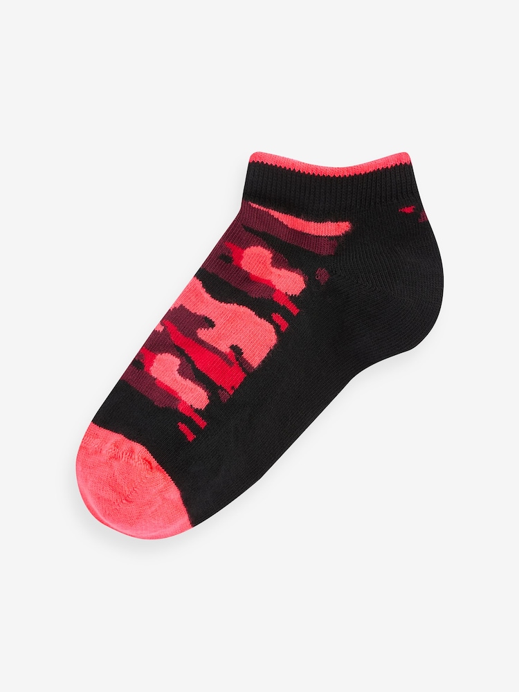 Black Bright Camo 7 Pack Cotton Rich Trainer Socks - Image 7 of 8