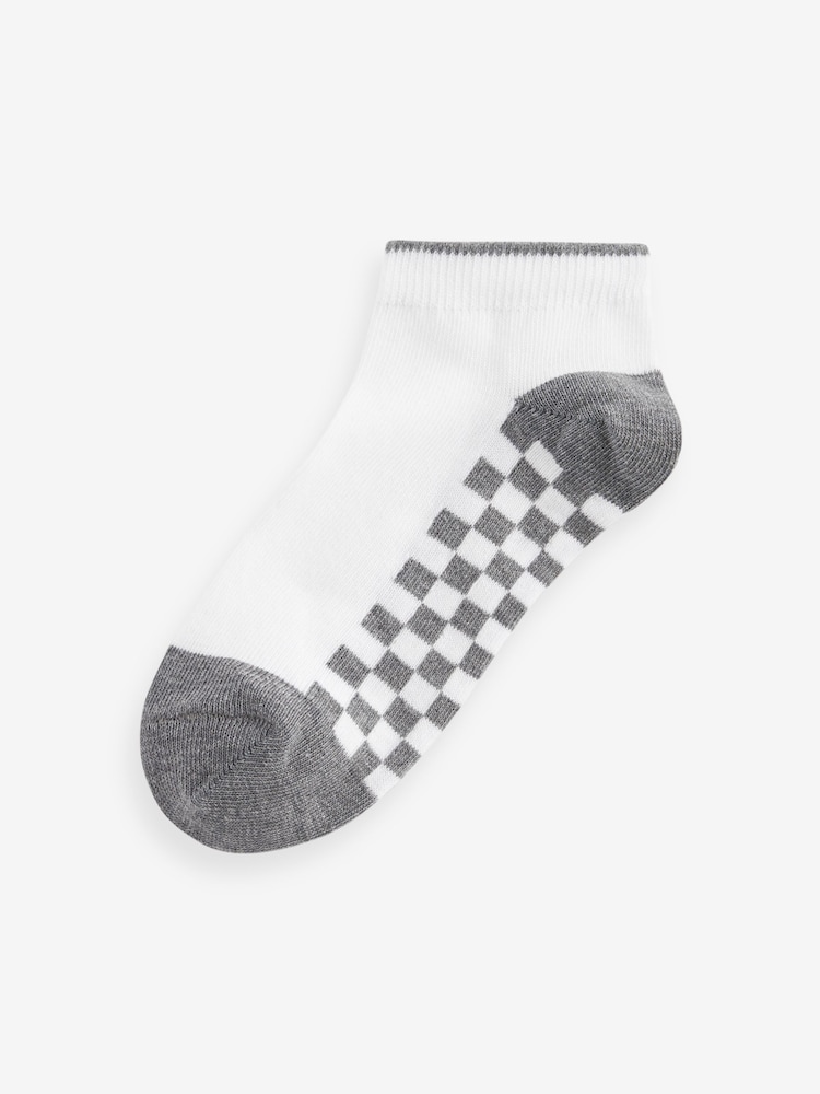 White Checkerboard 7 Pack Cotton Rich Trainer Socks - Image 3 of 8