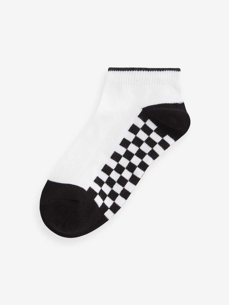 White Checkerboard 7 Pack Cotton Rich Trainer Socks - Image 5 of 8