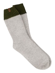 Totes Grey Mens Chunky Thermal Wool Blend Winter Slipper Socks - Image 2 of 5