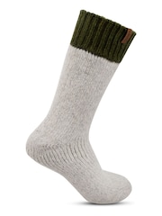 Totes Grey Mens Chunky Thermal Wool Blend Winter Slipper Socks - Image 3 of 5