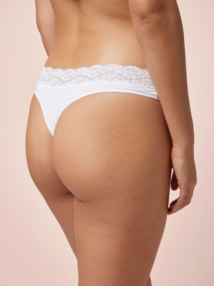 White Thong Lace Knickers 4 Pack - Image 3 of 5