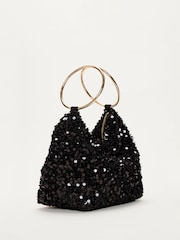 Phase Eight Black Sequin Clutch Bag - Image 5 of 7