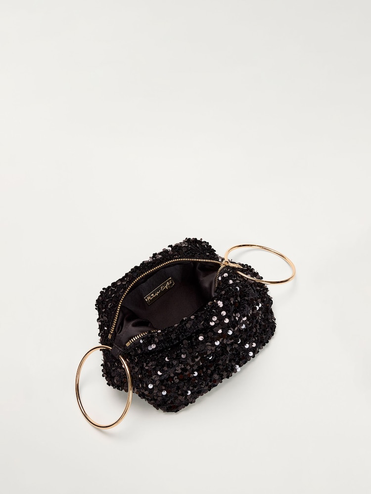 Phase Eight Black Sequin Clutch Bag - Image 7 of 7