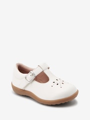 White Leather Wide Fit (G) First Walker T-Bar Touch fastening Shoes - Image 2 of 6