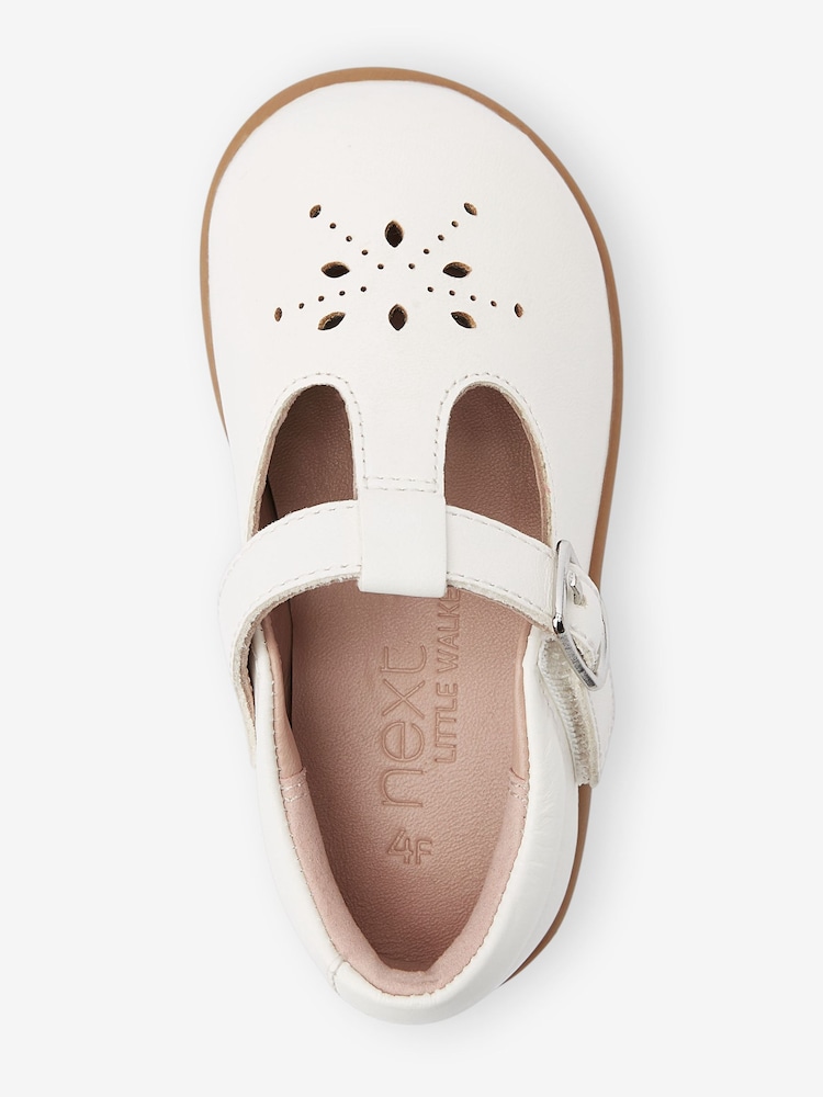 White Leather Wide Fit (G) First Walker T-Bar Touch Fastening Shoes - Image 3 of 6