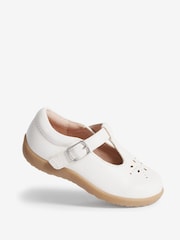 White Leather Wide Fit (G) First Walker T-Bar Touch fastening Shoes - Image 4 of 6