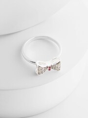Silberfarben - Fliege ring mit Schleife - Bild 1 von 2