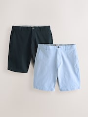 Navy/Light Blue Oxford Straight Fit Stretch Chino Shorts 2 Pack - Image 1 of 13
