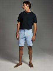 Navy/Light Blue Oxford Straight Fit Stretch Chino Shorts 2 Pack - Image 3 of 13