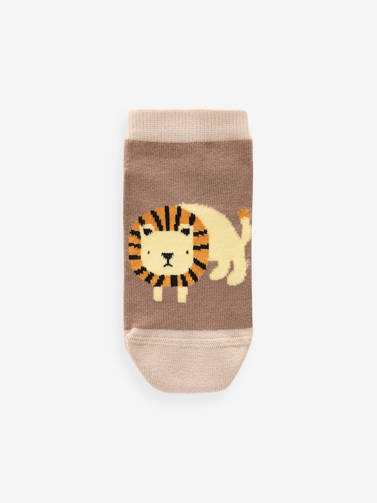Pastel Safari Animals Cotton Rich Trainer Socks 7 Pack - Image 2 of 8