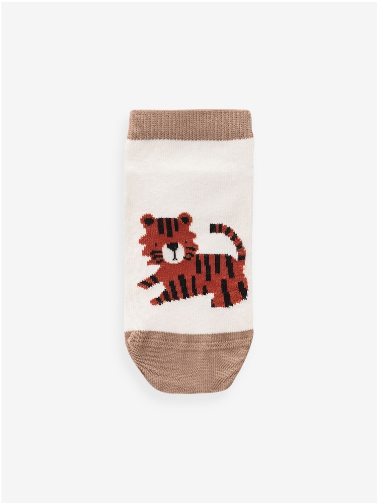 Pastel Safari Animals Cotton Rich Trainer Socks 7 Pack - Image 3 of 8