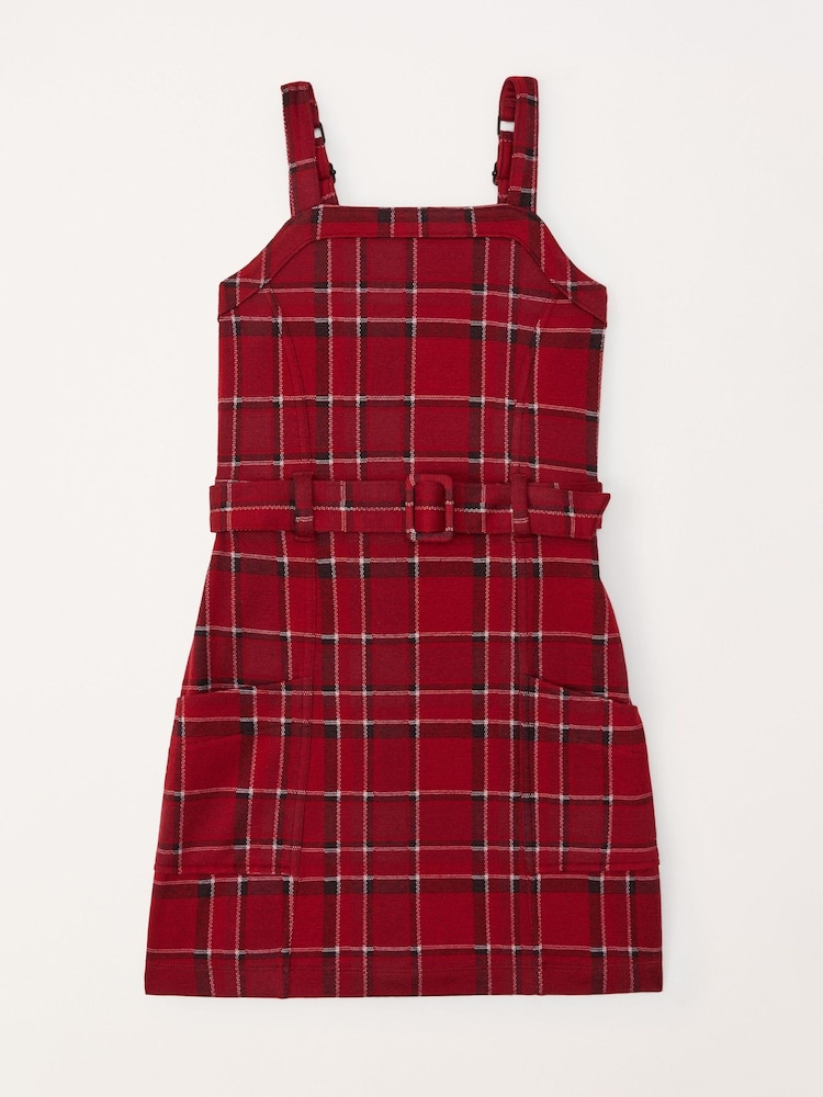Abercrombie & Fitch Red Checked Belted Knit Dress - Image 2 of 2