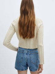 Mango Nude Buttoned Knit Braided Cardigan - Image 2 of 6