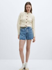 Mango Nude Buttoned Knit Braided Cardigan - Image 3 of 6