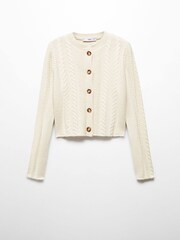 Mango Nude Buttoned Knit Braided Cardigan - Image 5 of 6