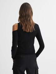 Reiss Black Lucille Fitted Cut-Out Long Sleeve Top - Image 4 of 4