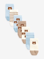 Neutral/Blue Bears Cotton Rich Trainer Socks 7 Pack - Image 1 of 8