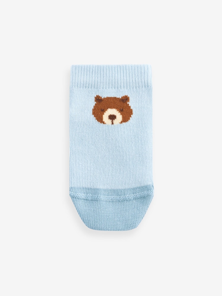 Neutral/Blue Bears Cotton Rich Trainer Socks 7 Pack - Image 2 of 8