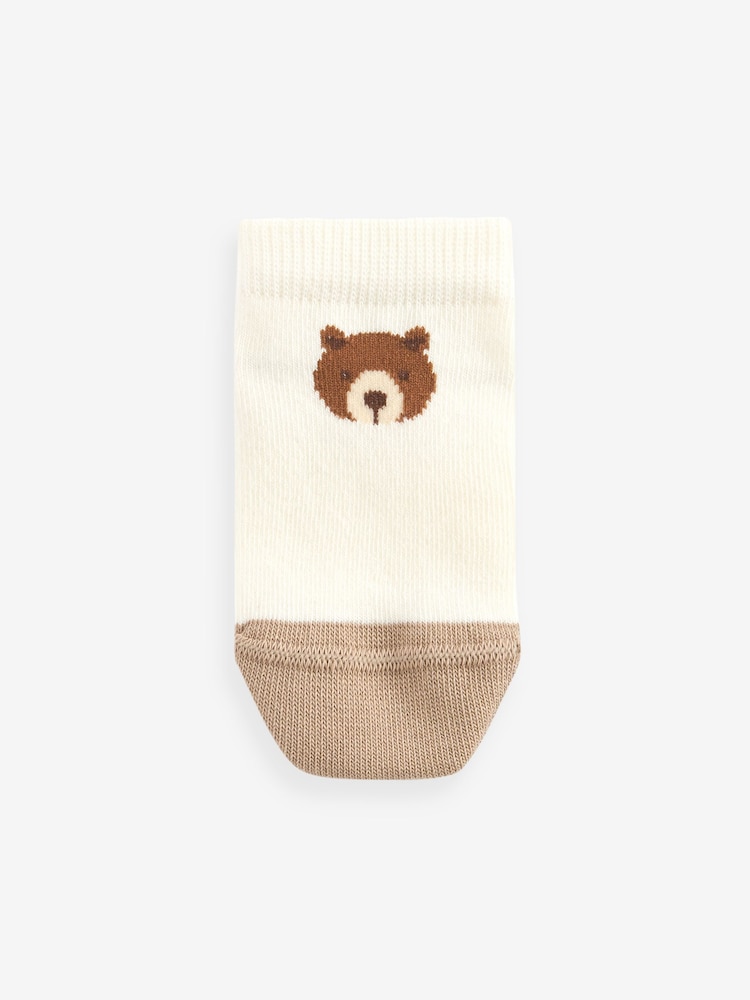 Neutral/Blue Bears Cotton Rich Trainer Socks 7 Pack - Image 8 of 8
