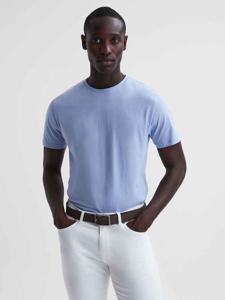 Reiss Cornflower Blue Bless Crew Neck T-Shirt - Image 1 of 6