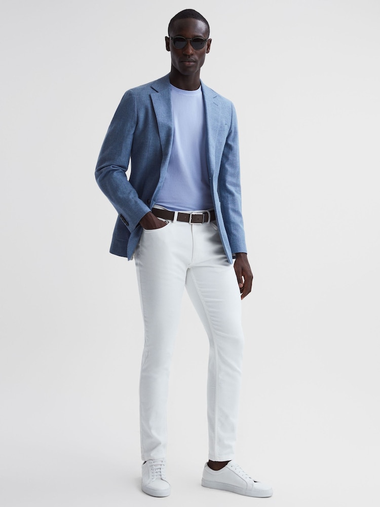 Reiss Cornflower Blue Bless Crew Neck T-Shirt - Image 6 of 6