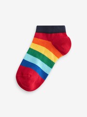 Bright Rainbows/Stripe Cotton Rich Trainers Socks 5 Pack - Image 2 of 6